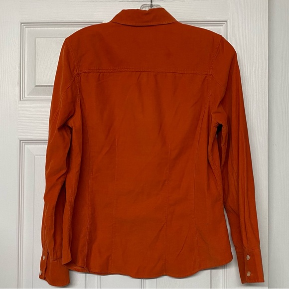 Eddie Bauer Orange Classic Corduroy Button Front Shirt Sz M - Picture 2 of 4